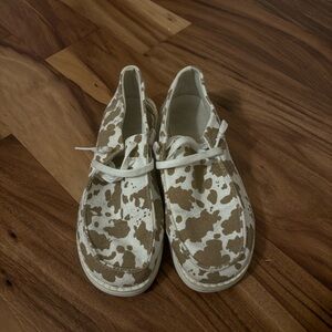 Brown and White Patterned Sneakers